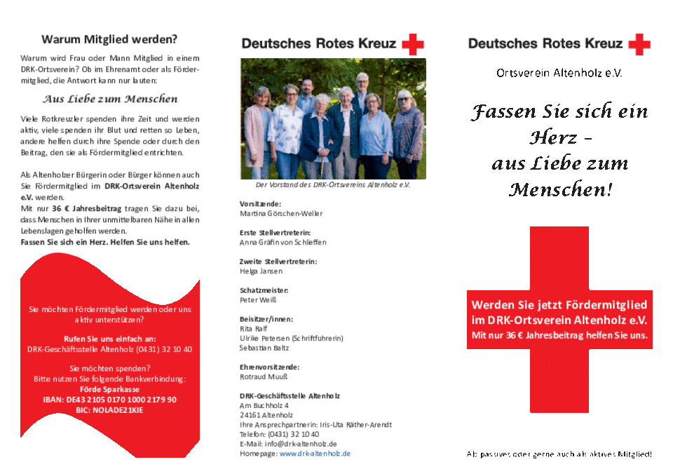 Flyer des DRK Altenholz e.V.